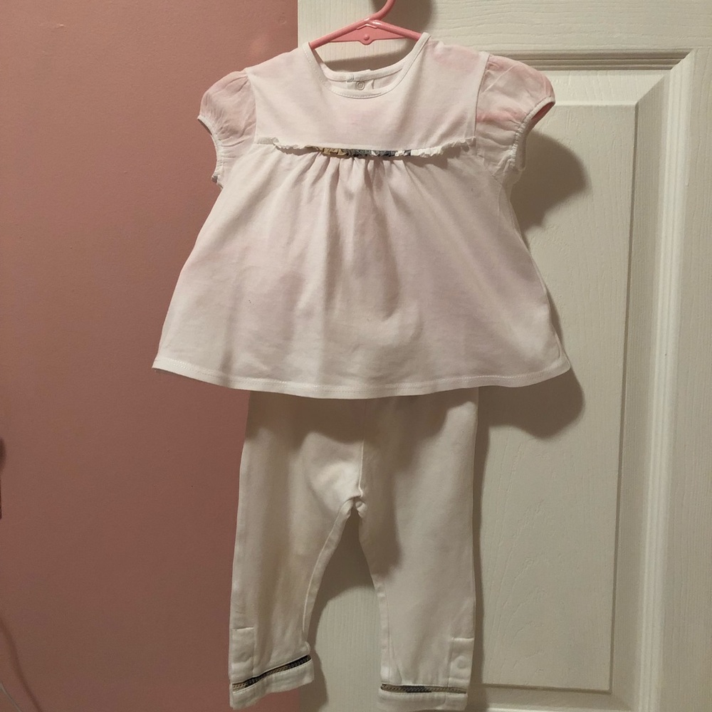 Burberry t-shirt and leggings outfit. Size 12M.